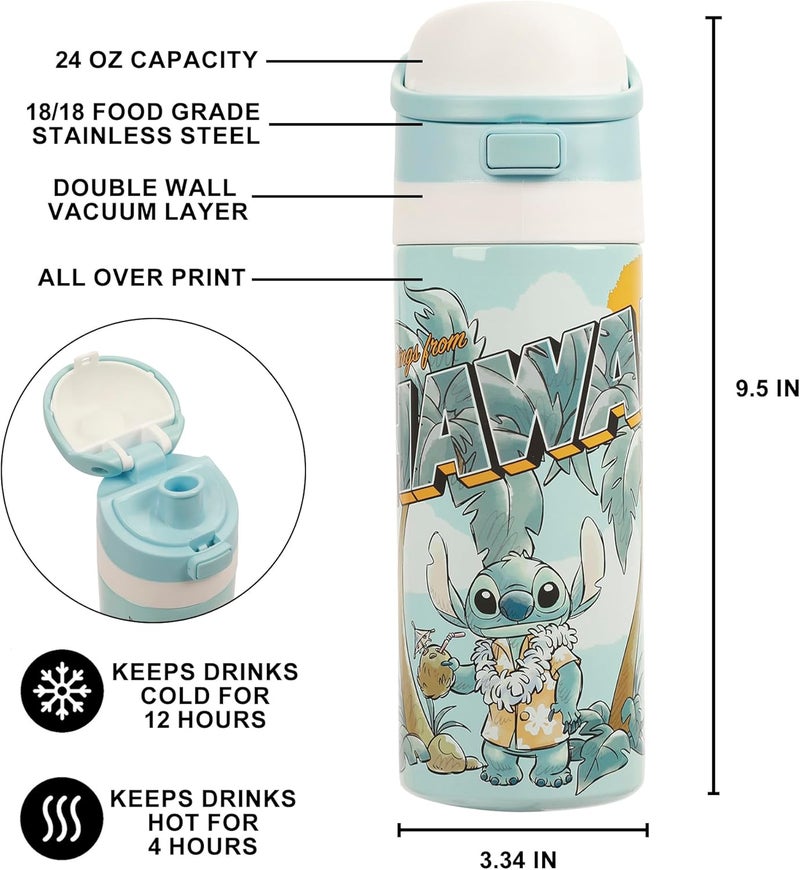 Bio World Lilo & Stitch Hawaii Stitch Blue 24 Oz Stainless Steel Tumbler - Image 1